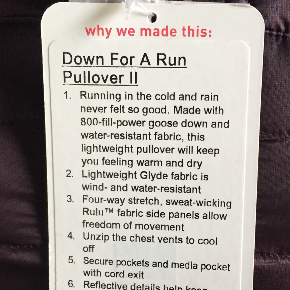 NWT BLACK CHERRY DOWN FOR A RUN PULLOVER LULULEMON - Picture 3 of 5